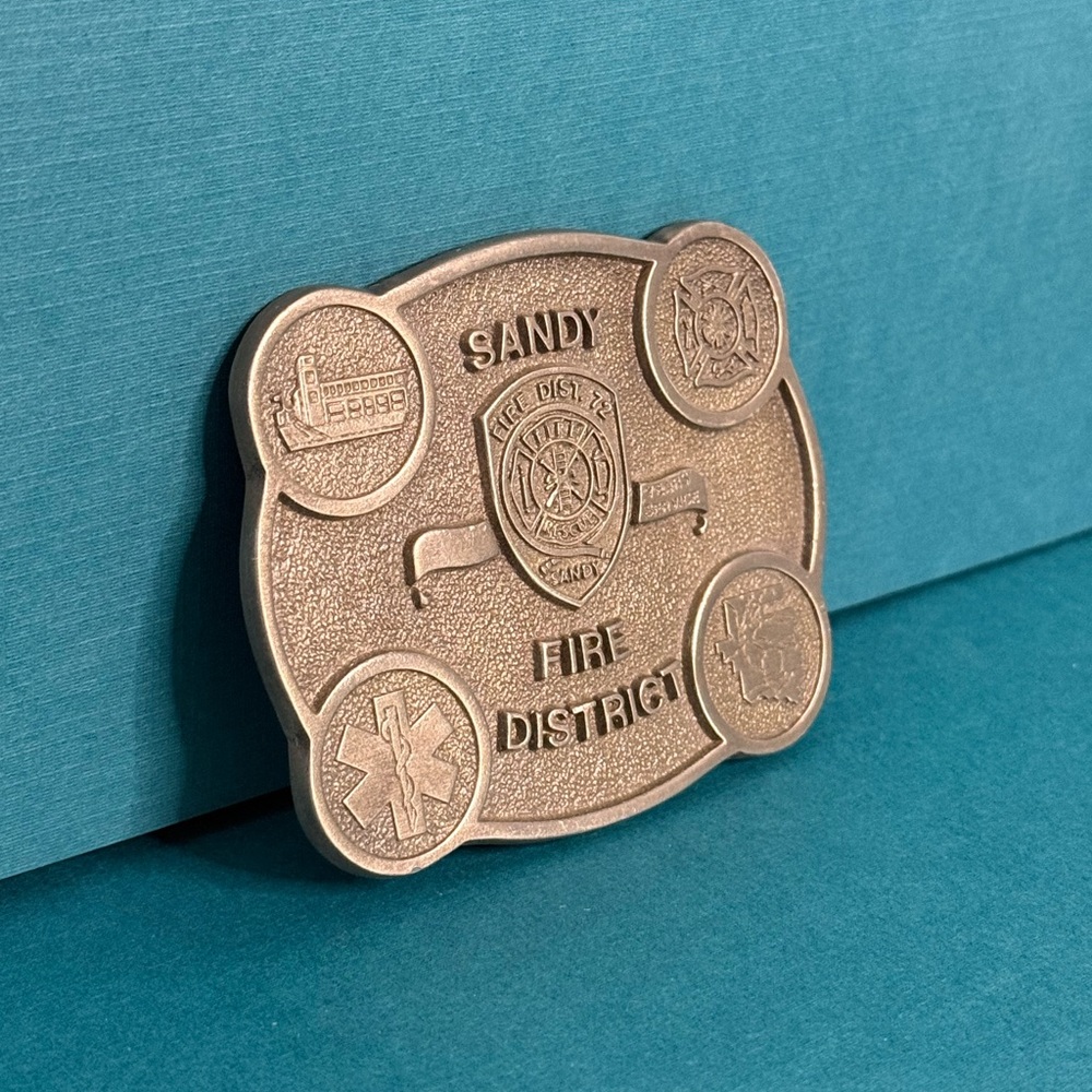 Vintage Sandy Fire District Solid Pewter Belt Buc… - image 6